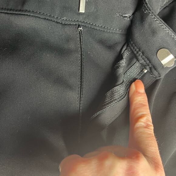 Revolve Something Navy Black Front Slit Hem Corpcore Office Ankle Dress Pants 10 - Picture 6 of 7